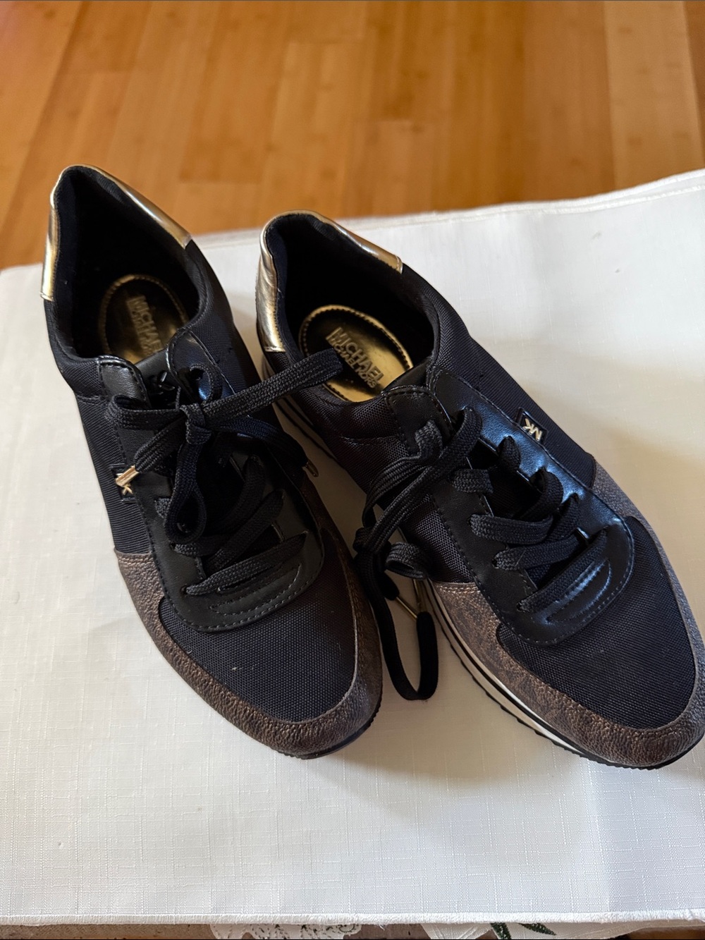 Michael Kors Black Sneakers with Gold Heel Detail